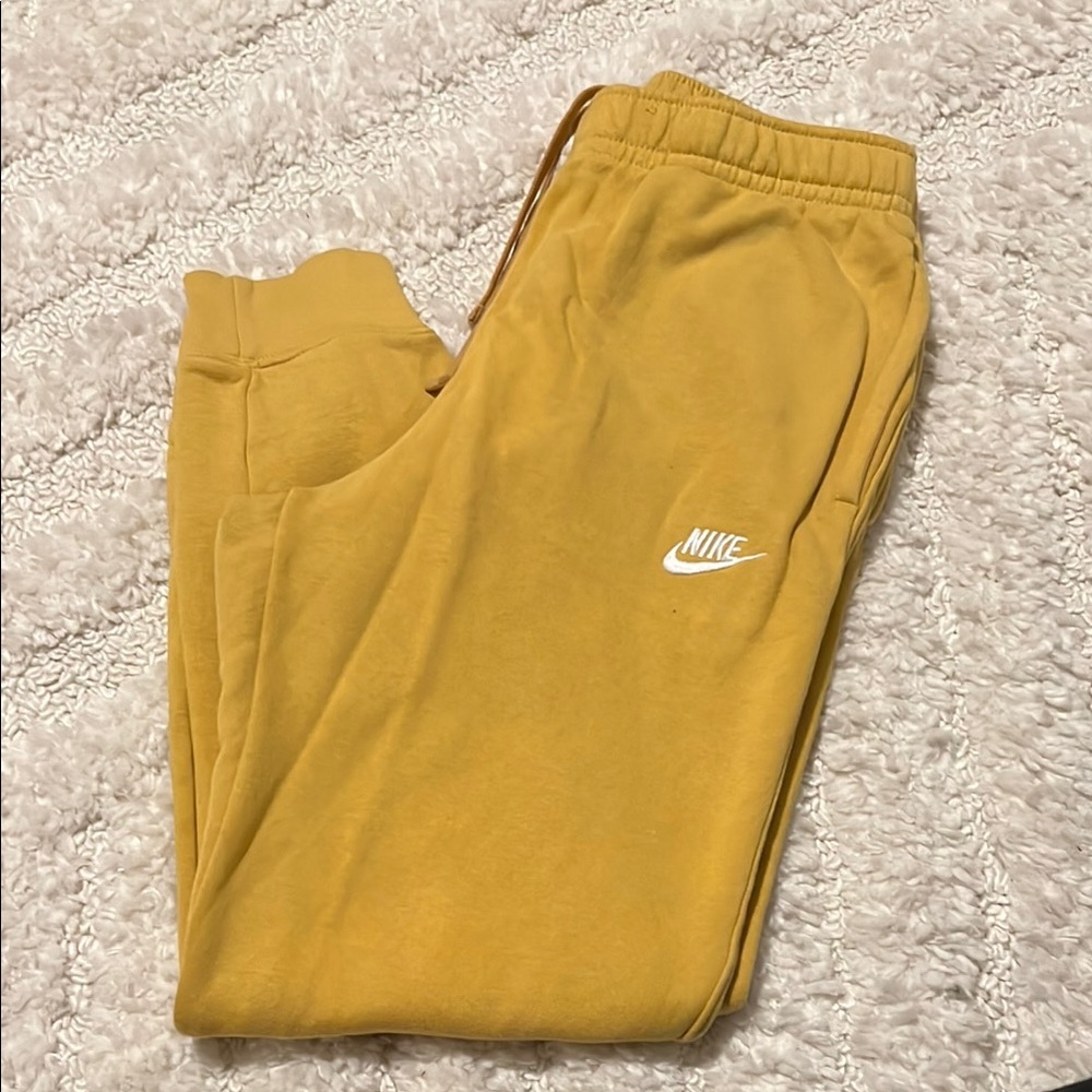 Nike Yellow Tapered Joggers with Elastic Cuffs